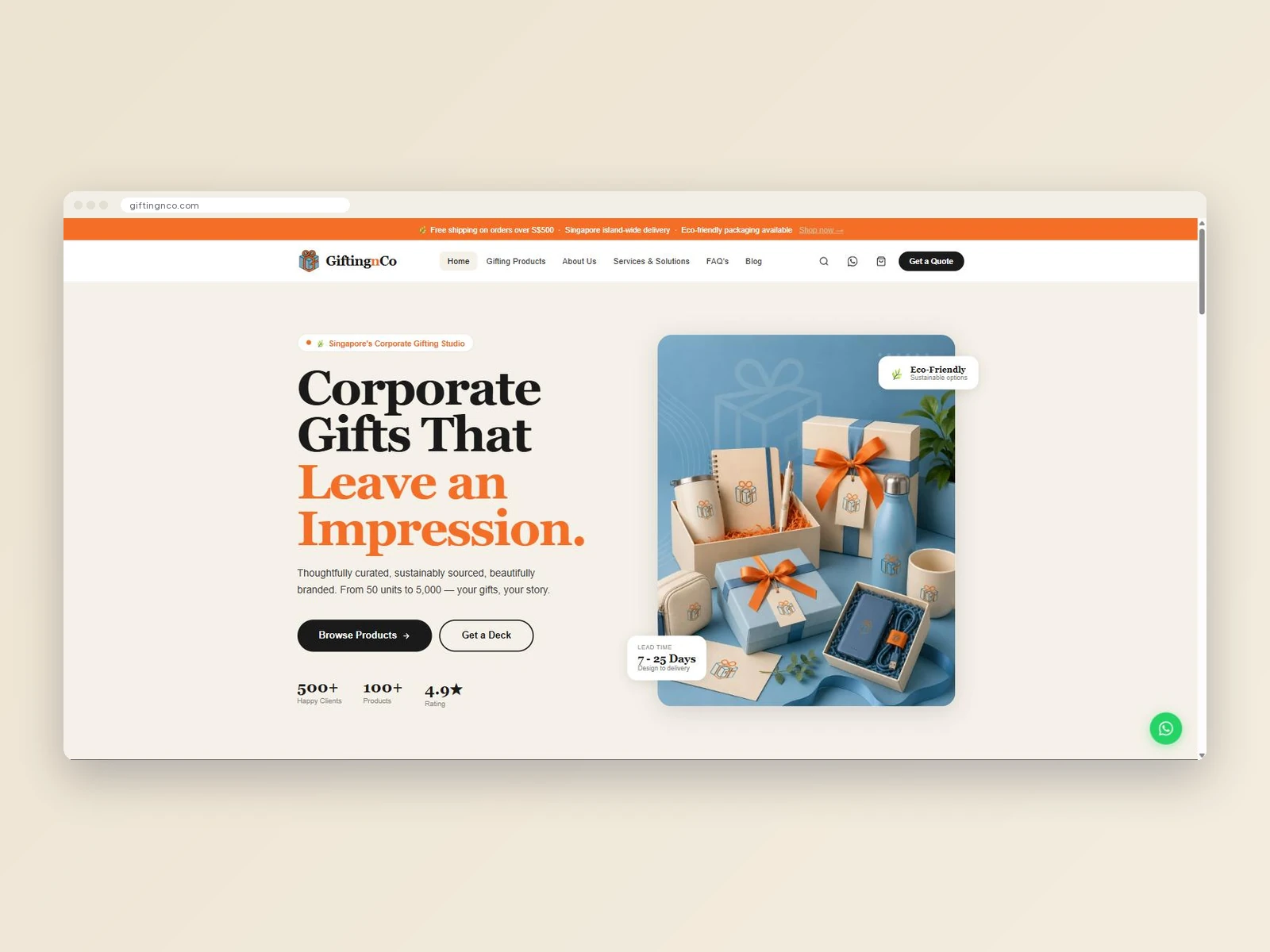 GiftingnCo Corporate Gifting E-commerce website homepage