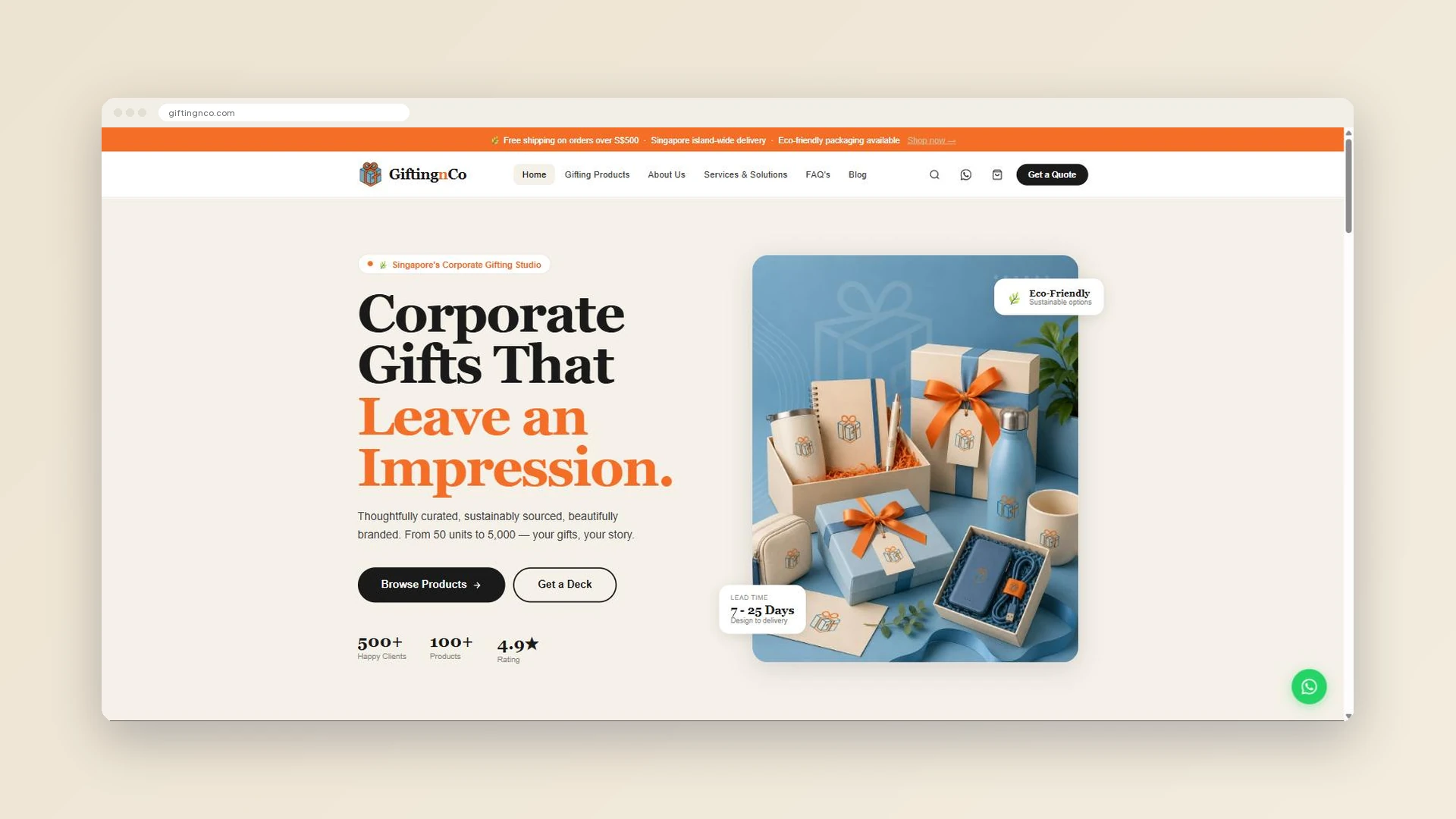 GiftingnCo Corporate Gifting E-commerce website homepage