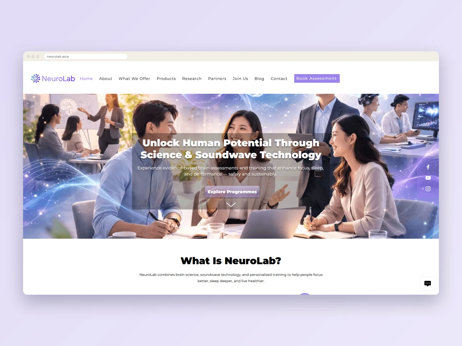 NeuroLab Brain Performance & Wellness website homepage